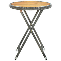 Thumbnail for Beistelltisch Grau 60 cm Poly Rattan und Akazie Massivholz