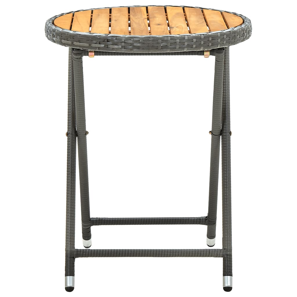 Beistelltisch Grau 60 cm Poly Rattan und Akazie Massivholz