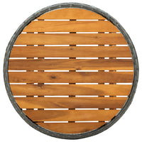 Thumbnail for Beistelltisch Grau 60 cm Poly Rattan und Akazie Massivholz