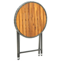 Thumbnail for Beistelltisch Grau 60 cm Poly Rattan und Akazie Massivholz
