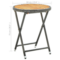 Thumbnail for Beistelltisch Grau 60 cm Poly Rattan und Akazie Massivholz
