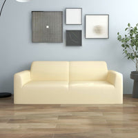 Thumbnail for Stretch Sofahusse 2-Sitzer Creme Polyester-Jersey
