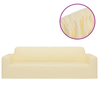 Thumbnail for Stretch Sofahusse 3-Sitzer Creme Polyester-Jersey