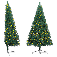 Thumbnail for Künstlicher Halb-Weihnachtsbaum mit LED & Ständer Grün 210 cm PVC