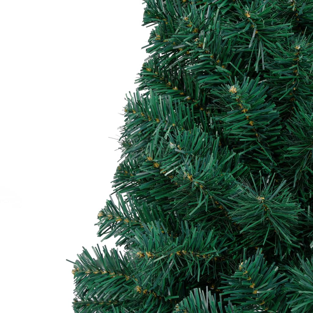 Künstlicher Halb-Weihnachtsbaum mit LED & Ständer Grün 210 cm PVC