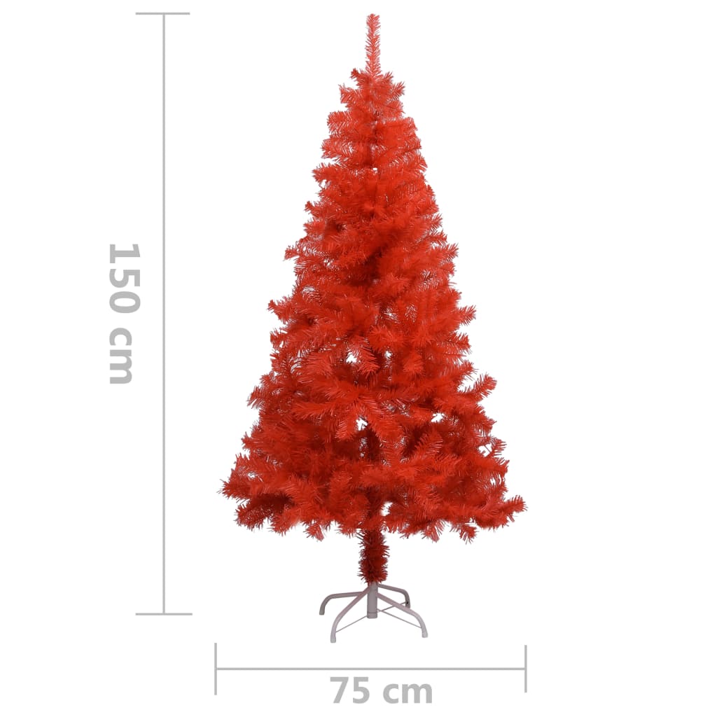 Künstlicher Weihnachtsbaum mit LEDs & Ständer Rot 150 cm PVC