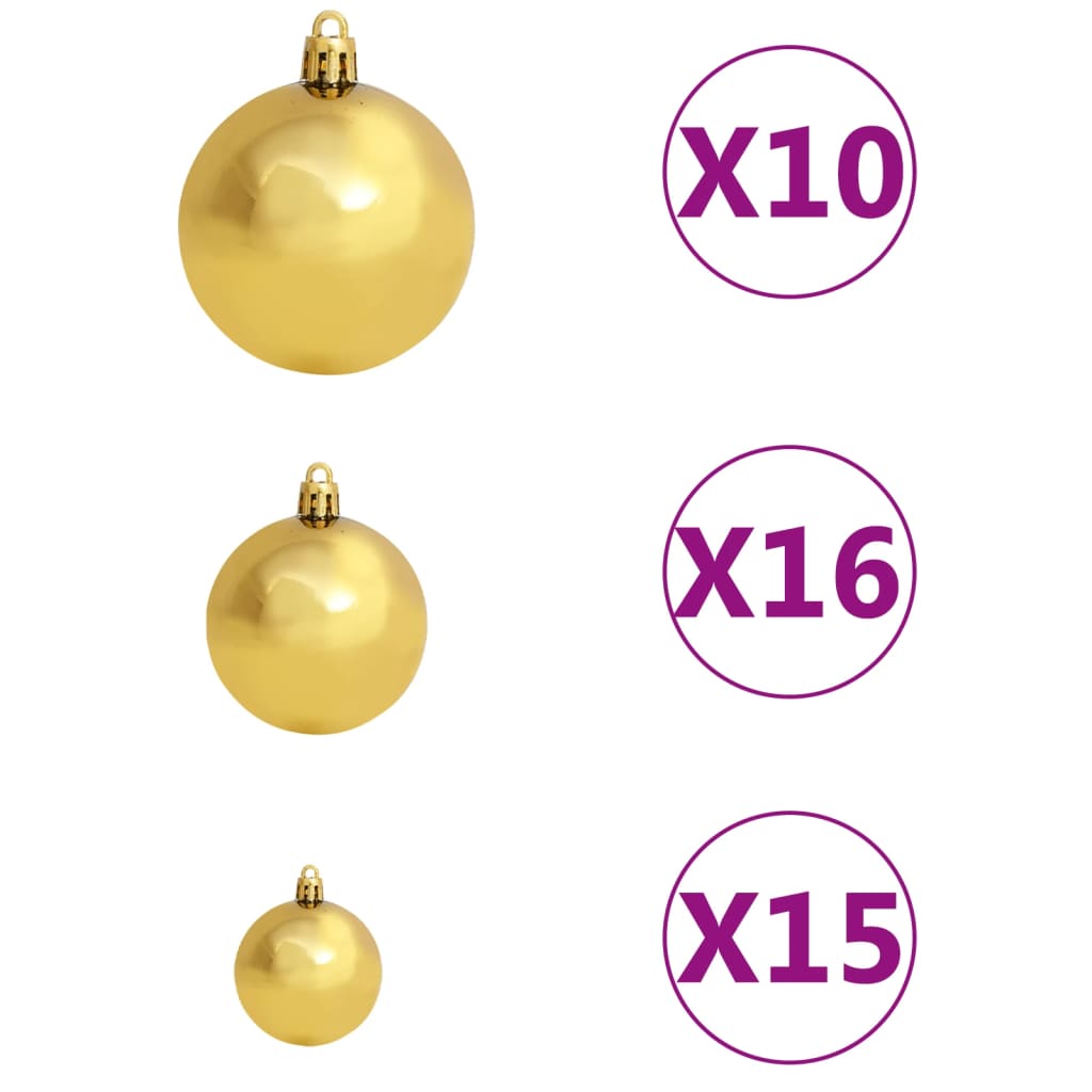 Künstlicher Weihnachtsbaum mit LEDs & Kugeln Golden 240cm PET