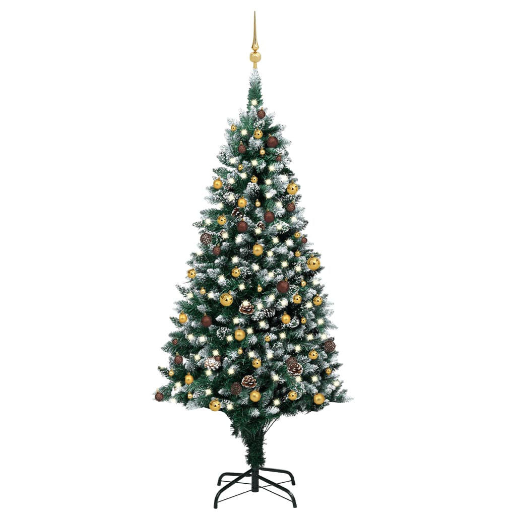 Künstlicher Weihnachtsbaum mit LEDs Kugeln & Zapfen 240 cm