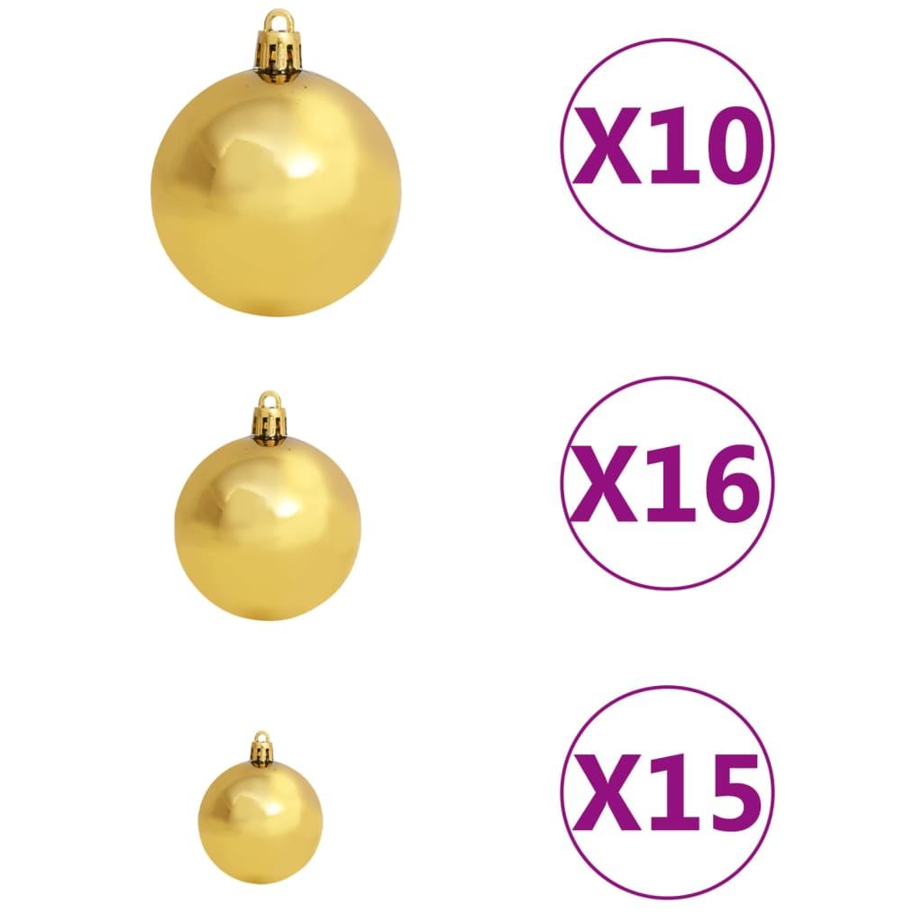 Künstlicher Weihnachtsbaum mit LEDs & Kugeln Weiß 210 cm PVC