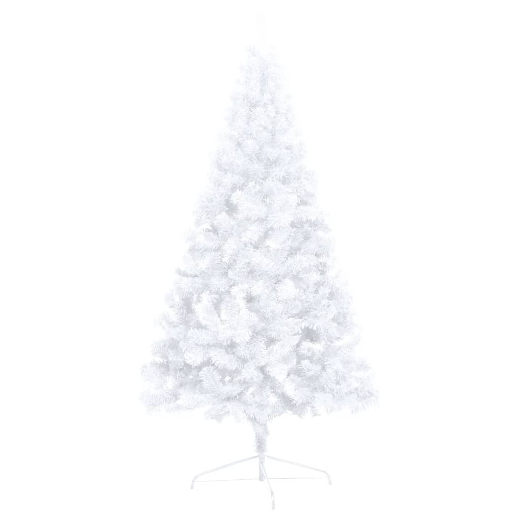 Künstlicher Halber Weihnachtsbaum mit LEDs & Kugeln Weiß 210 cm
