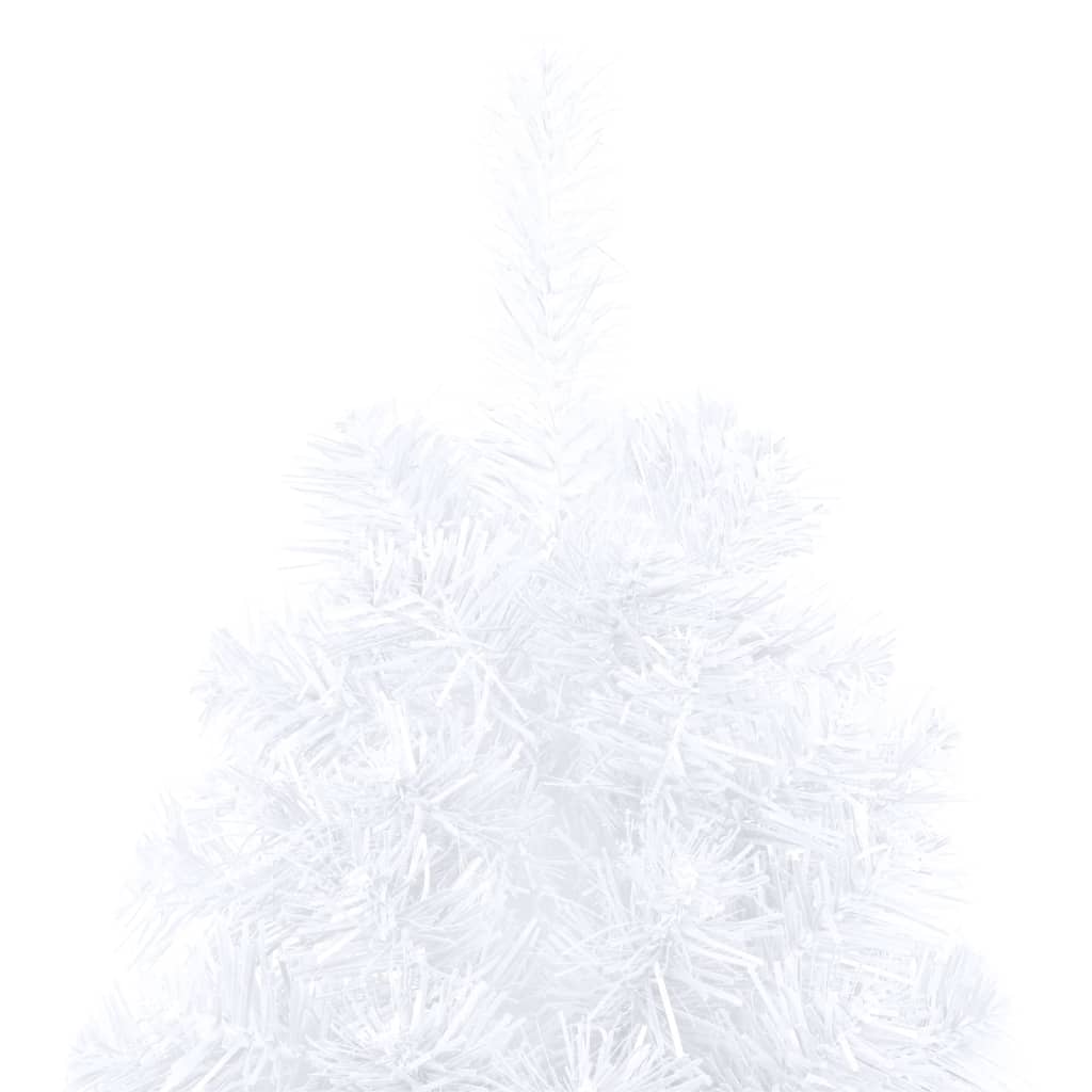 Künstlicher Halber Weihnachtsbaum mit LEDs & Kugeln Weiß 210 cm