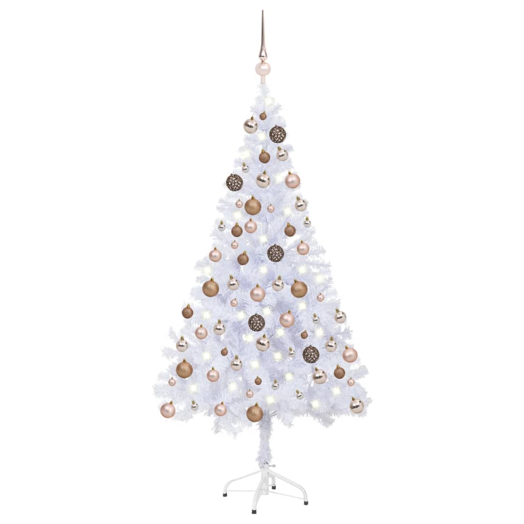 Künstlicher Weihnachtsbaum mit LEDs & Kugeln 150 cm 380 Zweige