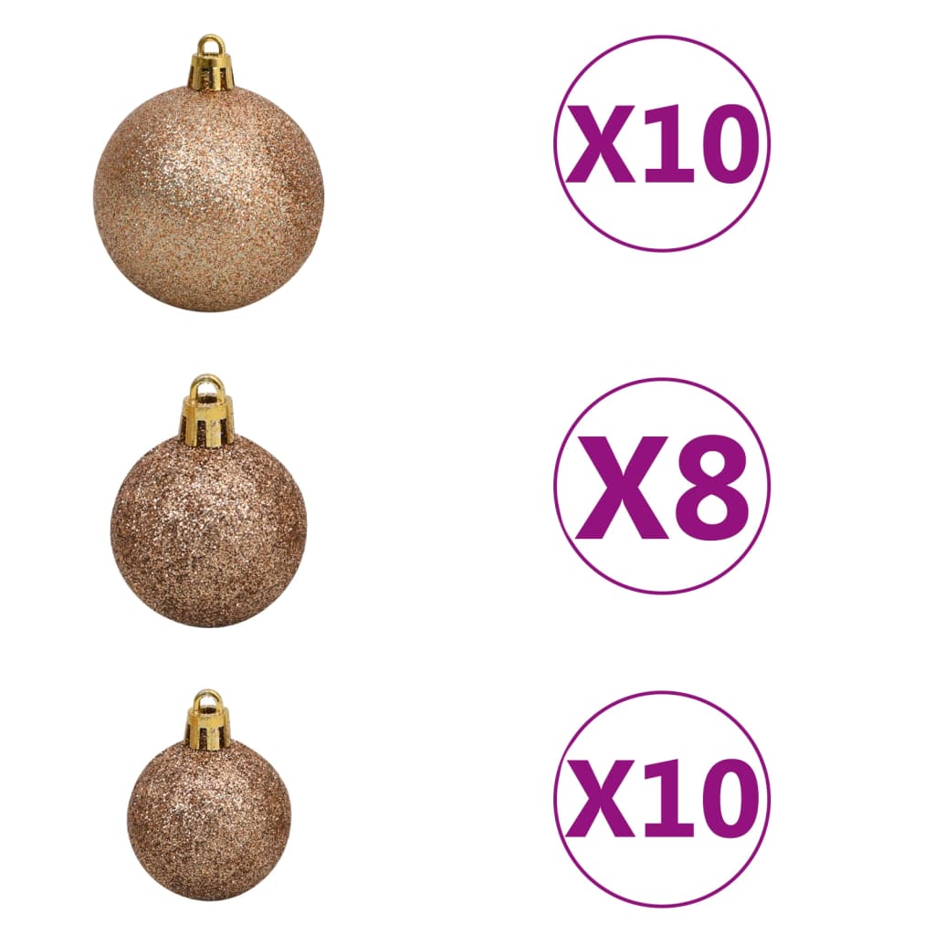 Künstlicher Weihnachtsbaum mit LEDs & Kugeln Rosa 240cm PVC
