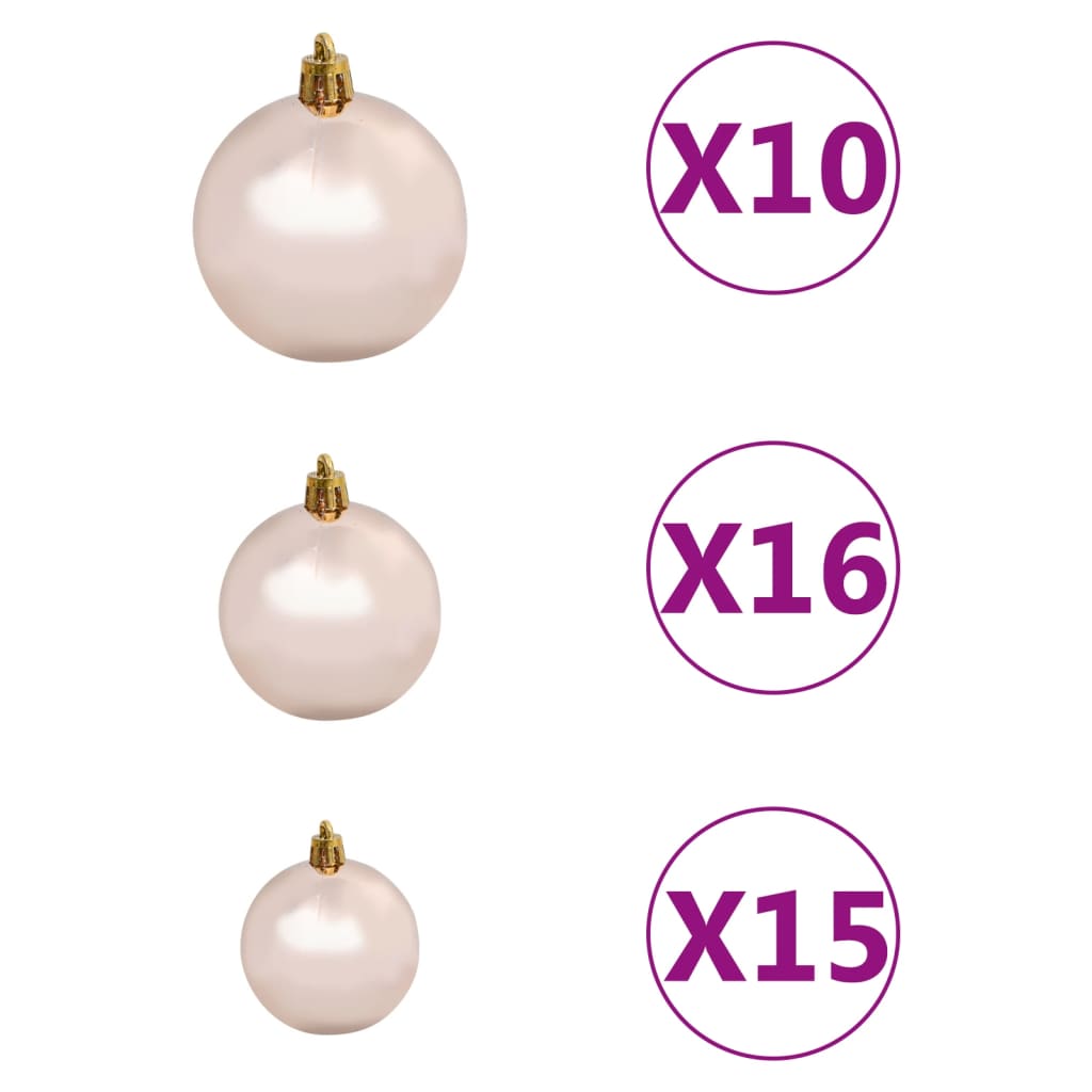 Künstlicher Weihnachtsbaum mit LEDs & Kugeln Rosa 240cm PVC