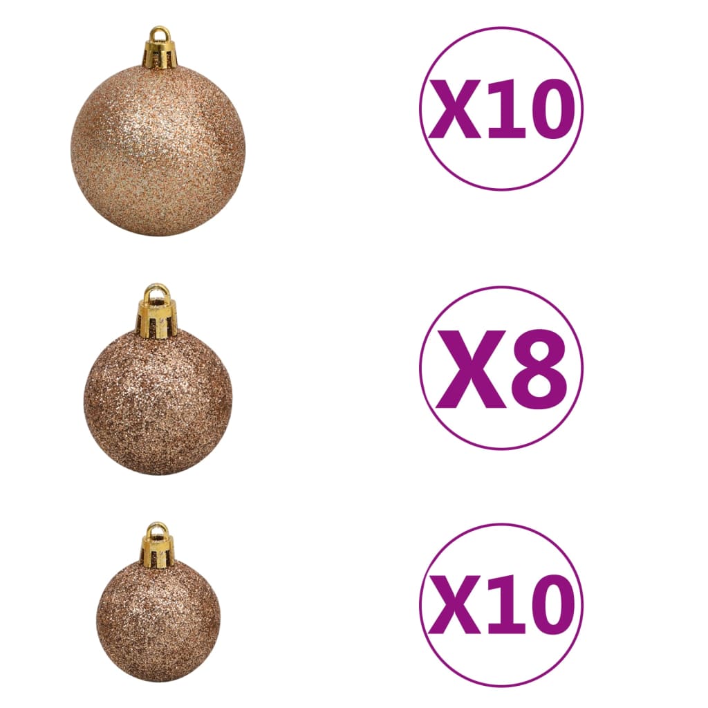 Künstlicher Weihnachtsbaum mit LEDs & Kugeln Golden 240cm PET