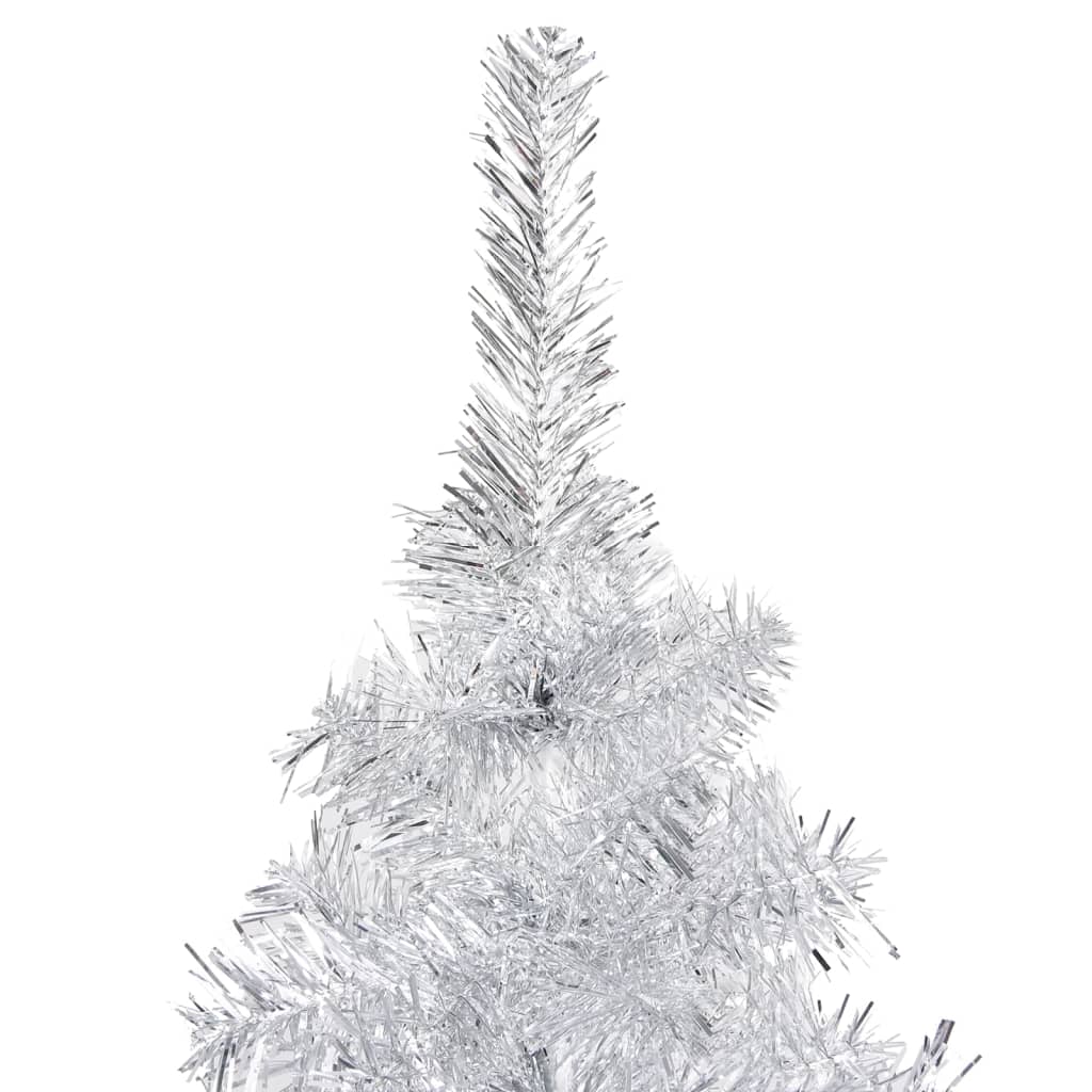 Künstlicher Weihnachtsbaum mit LEDs & Kugeln Silbern 240cm PET