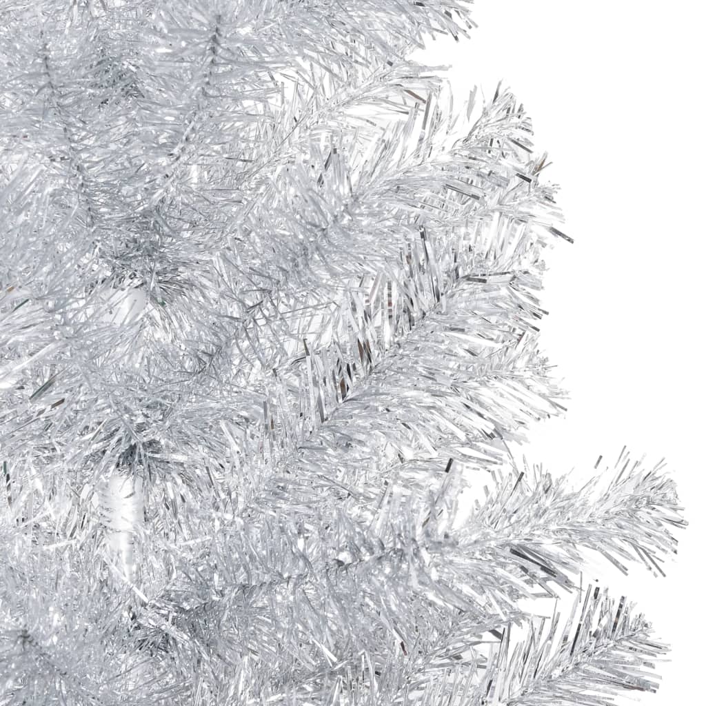 Künstlicher Weihnachtsbaum mit LEDs & Kugeln Silbern 240cm PET