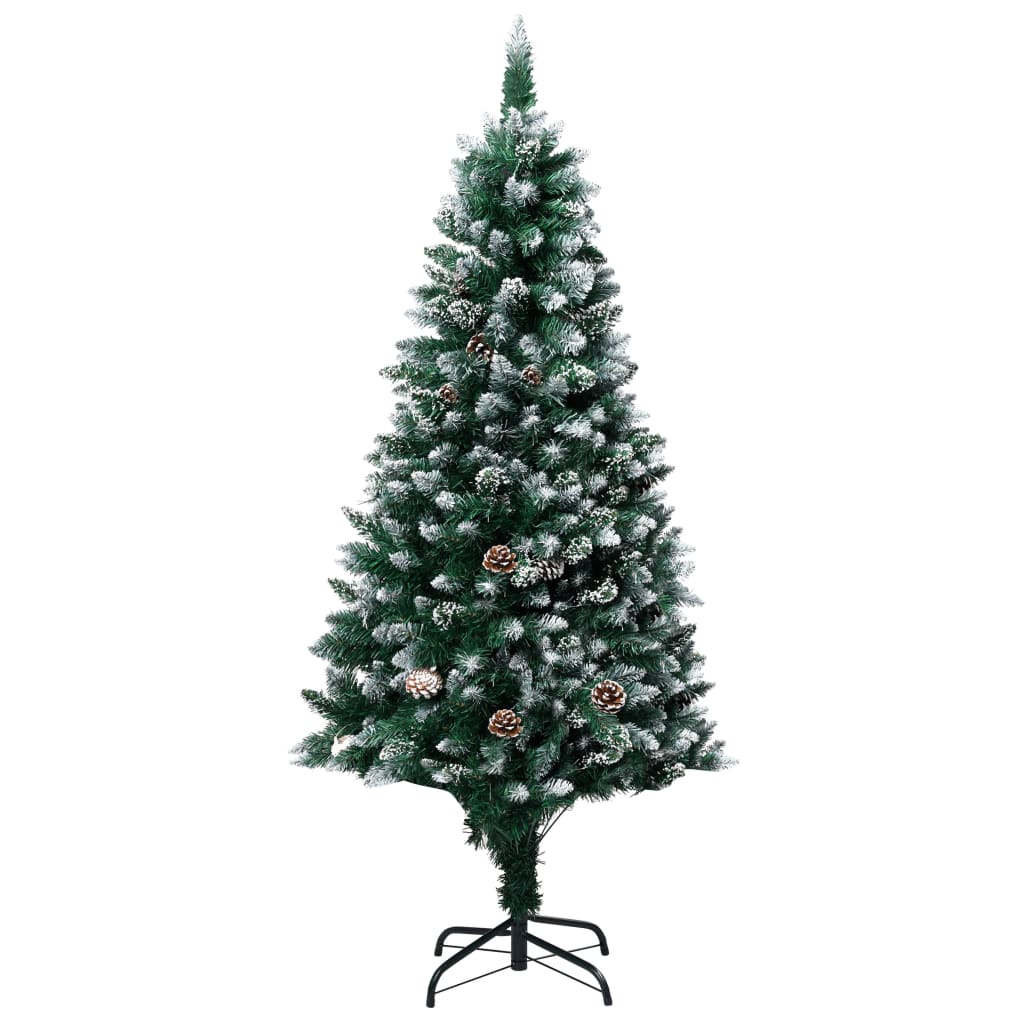 Künstlicher Weihnachtsbaum mit LEDs Kugeln Zapfen 210 cm