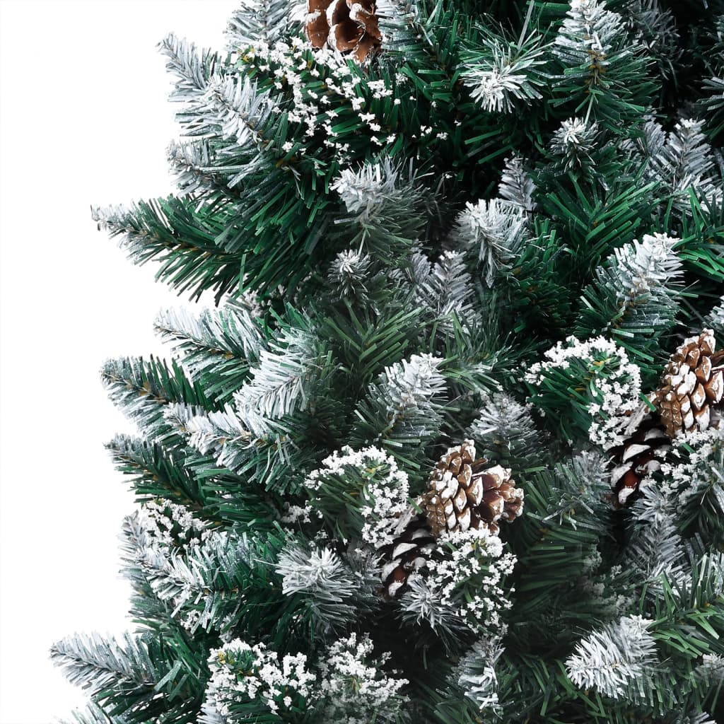 Künstlicher Weihnachtsbaum mit LEDs Kugeln Zapfen 210 cm