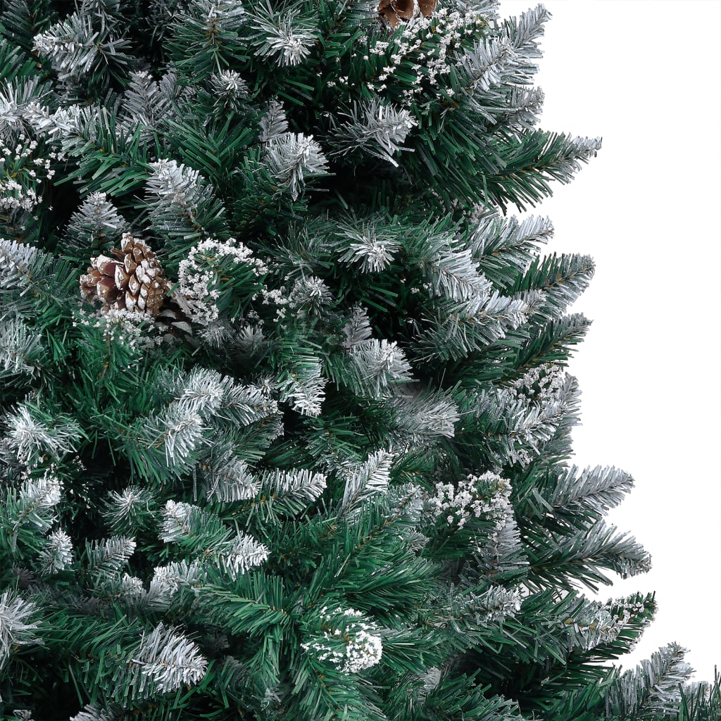 Künstlicher Weihnachtsbaum mit LEDs Kugeln Zapfen 210 cm