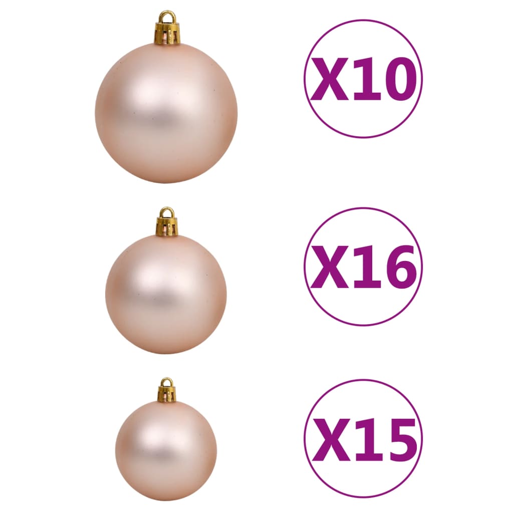 Künstlicher Weihnachtsbaum mit LEDs & Kugeln Grün 210cm PVC