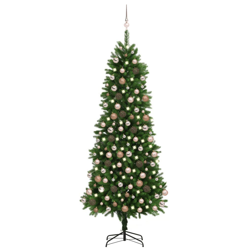Künstlicher Weihnachtsbaum mit LEDs & Kugeln 240 cm Grün