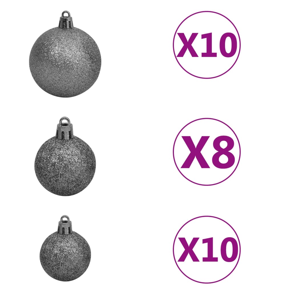 Künstlicher Weihnachtsbaum mit LEDs & Kugeln 210 cm 910 Zweige