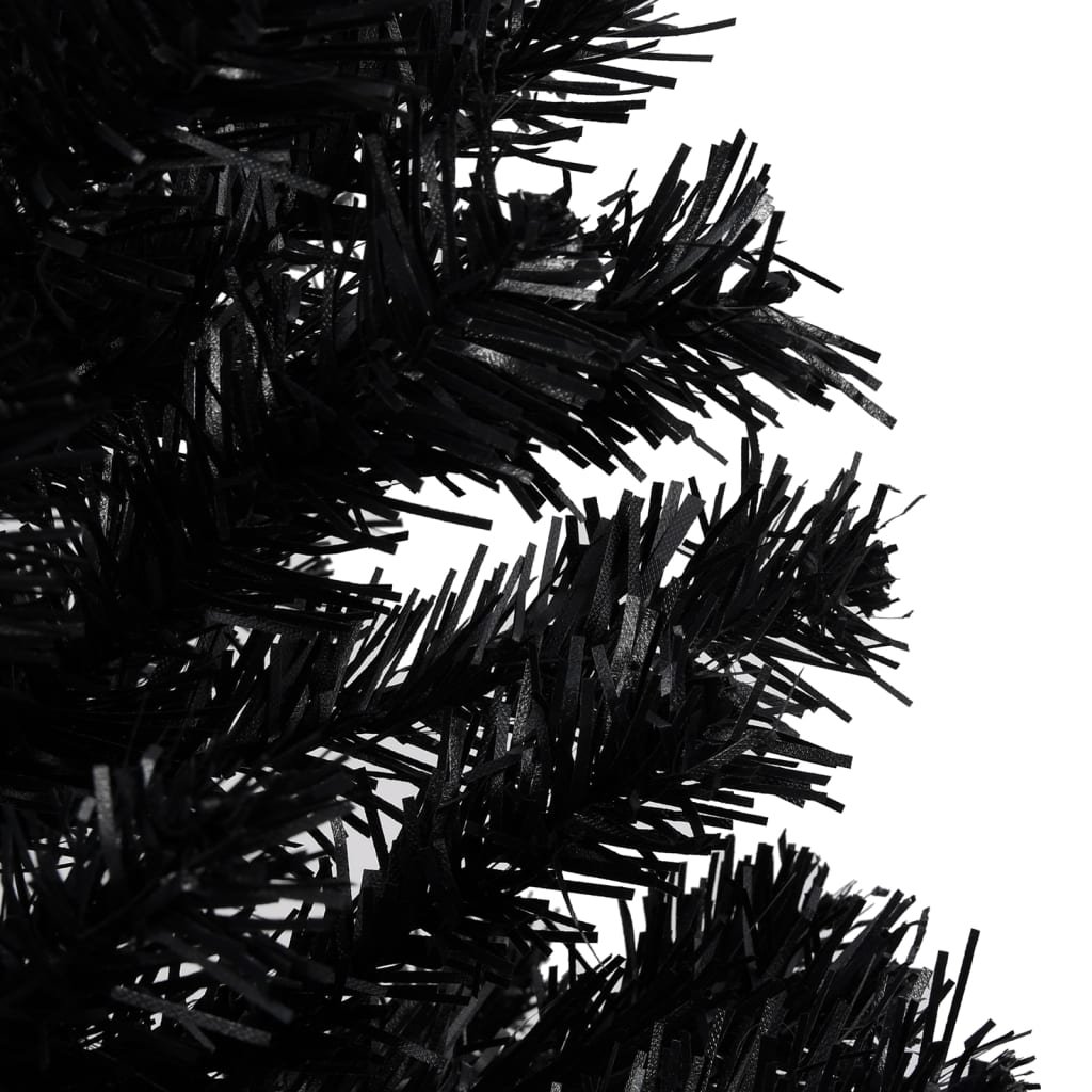 Künstlicher Weihnachtsbaum mit LEDs & Kugeln Schwarz 240cm PVC