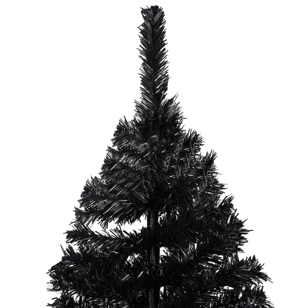 Künstlicher Weihnachtsbaum mit LEDs & Kugeln Schwarz 240cm PVC