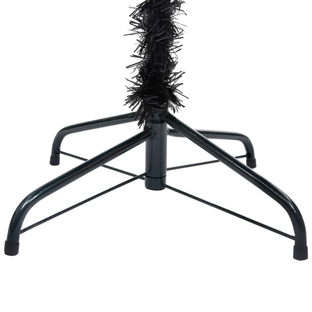 Künstlicher Weihnachtsbaum mit LEDs & Kugeln Schwarz 240cm PVC