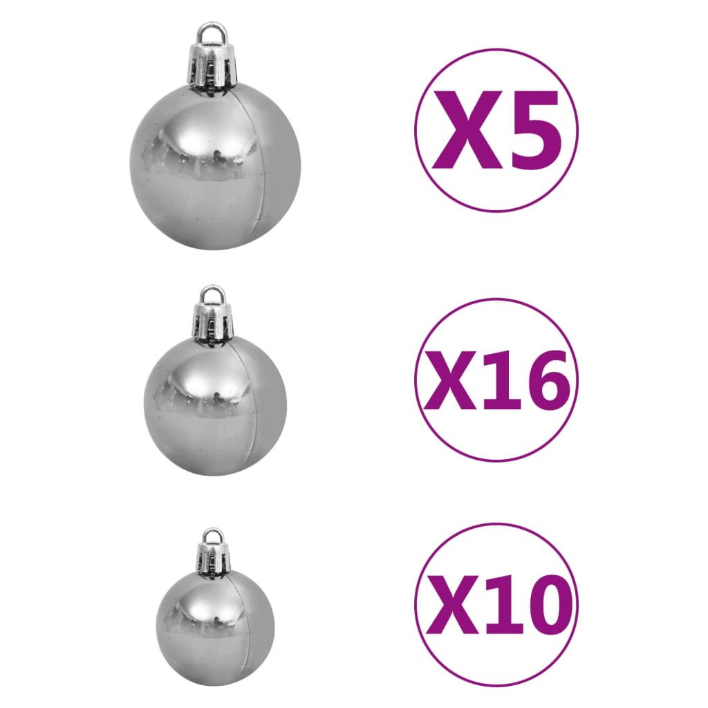 Künstlicher Weihnachtsbaum mit LEDs & Kugeln Schwarz 240cm PVC