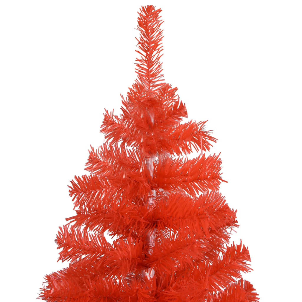 Künstlicher Weihnachtsbaum mit LEDs & Kugeln Rot 240cm PVC