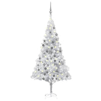 Thumbnail for Künstlicher Weihnachtsbaum mit LEDs & Kugeln Silbern 180cm PET