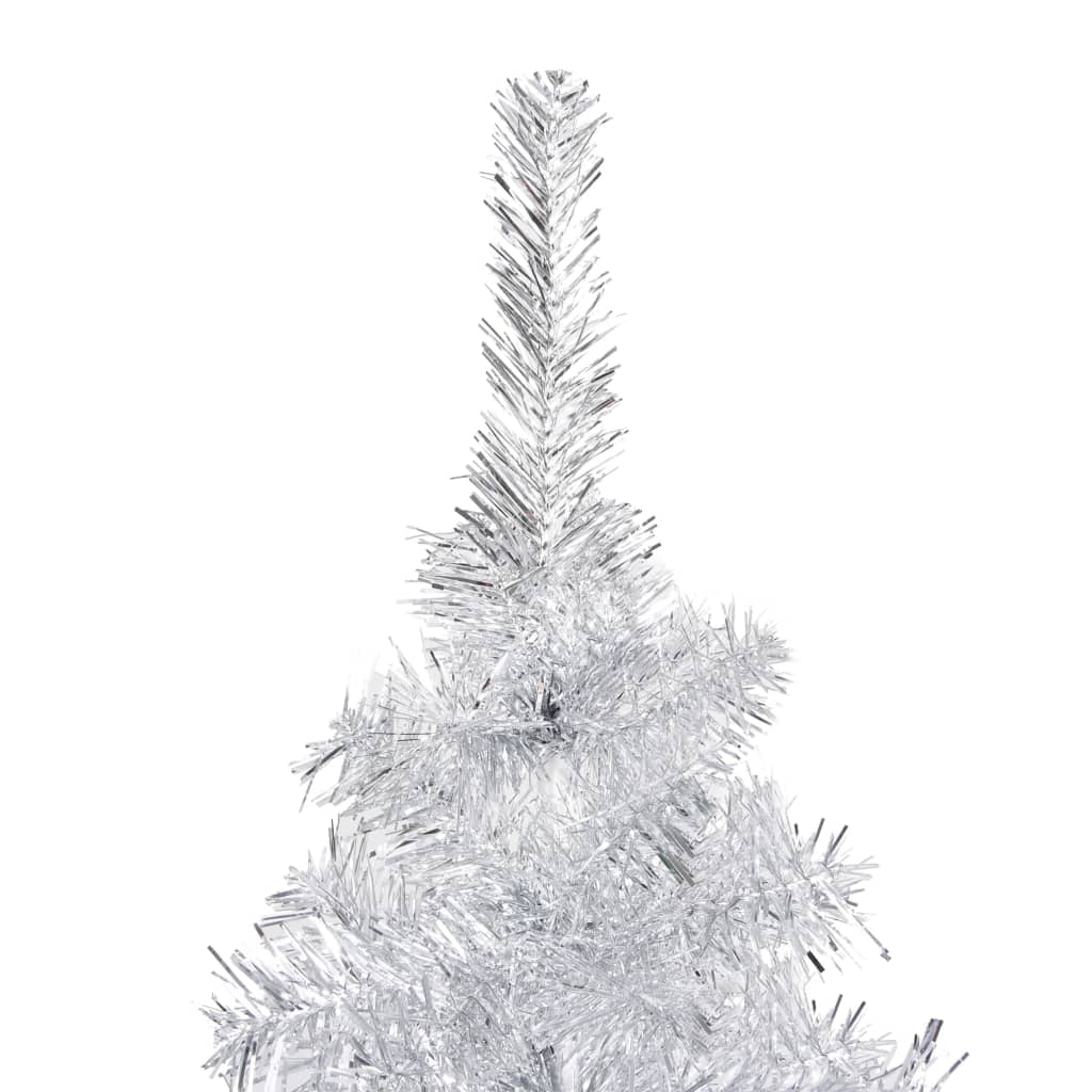 Künstlicher Weihnachtsbaum mit LEDs & Kugeln Silbern 180cm PET