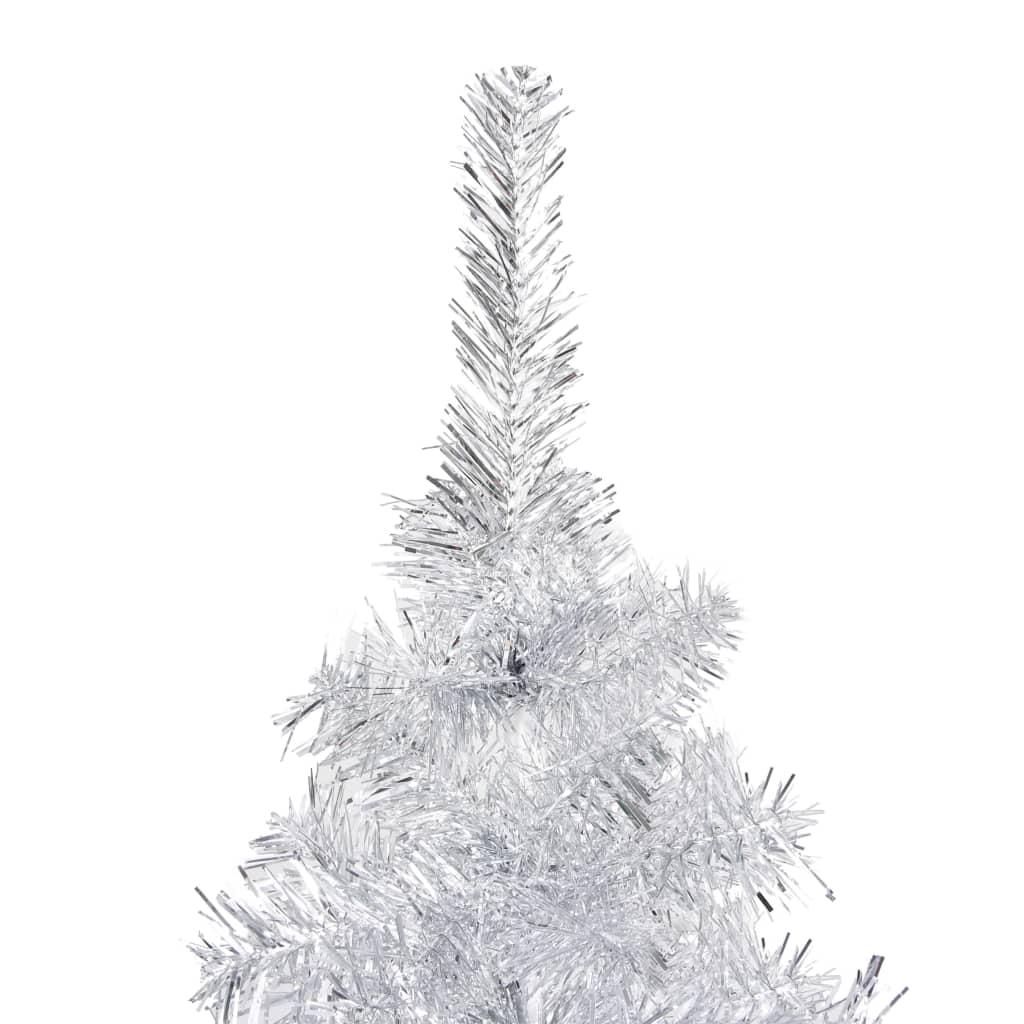 Künstlicher Weihnachtsbaum mit LEDs & Kugeln Silbern 210cm PET