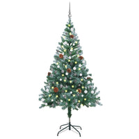 Thumbnail for Weihnachtsbaum Gefrostet mit LEDs Kugeln Zapfen Set 150 cm