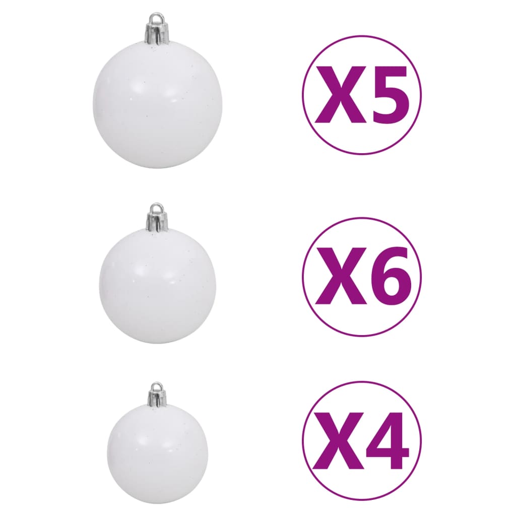 Weihnachtsbaum Gefrostet mit LEDs Kugeln Zapfen Set 150 cm
