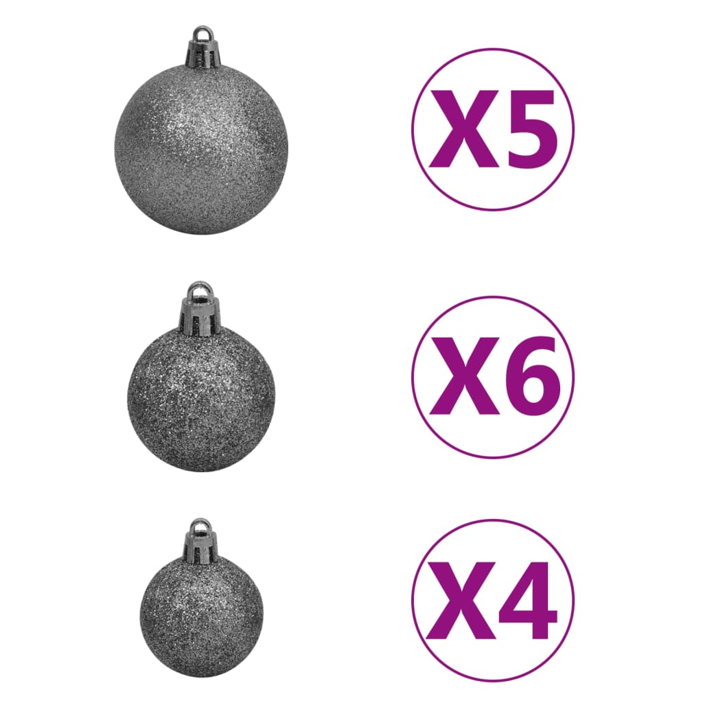 Künstlicher Weihnachtsbaum mit LEDs & Kugeln Grün 150 cm PVC