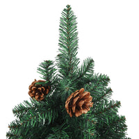 Thumbnail for Weihnachtsbaum Schmal mit LEDs & Echtholz & Zapfen Grün 180 cm