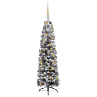 Thumbnail for Künstlicher Weihnachtsbaum Schlank mit LEDs & Kugeln Grün 150cm