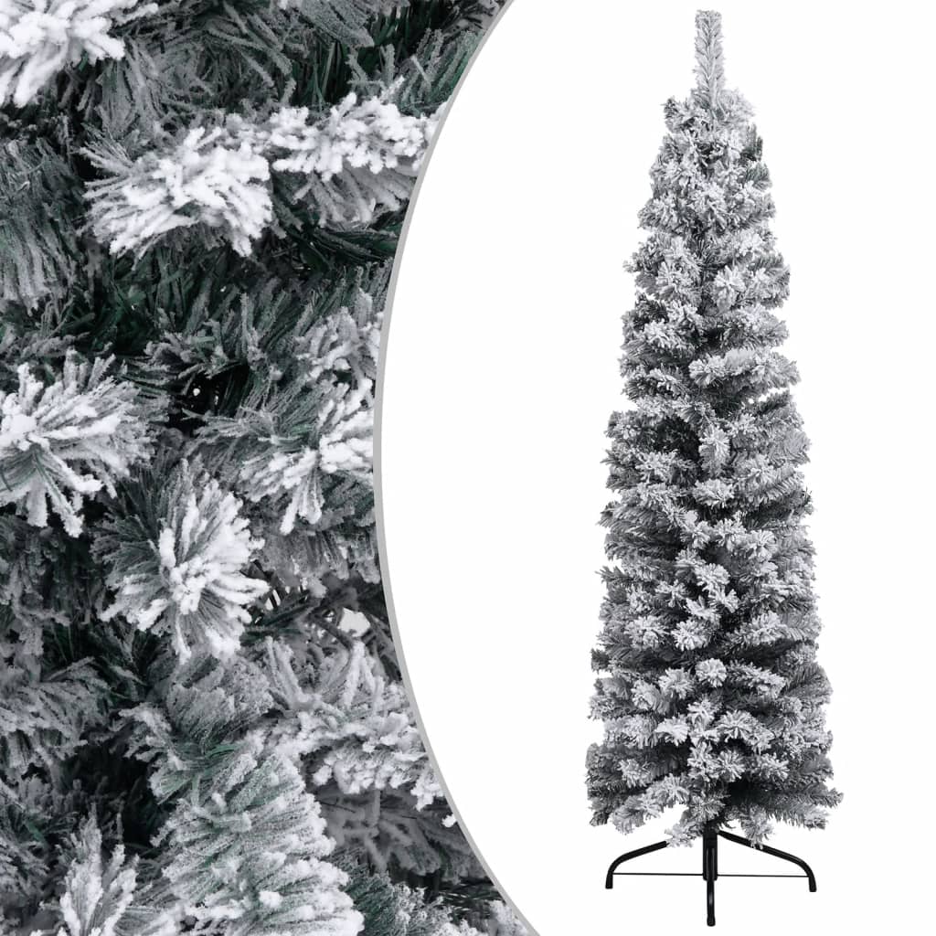 Künstlicher Weihnachtsbaum Schlank mit LEDs & Kugeln Grün 150cm