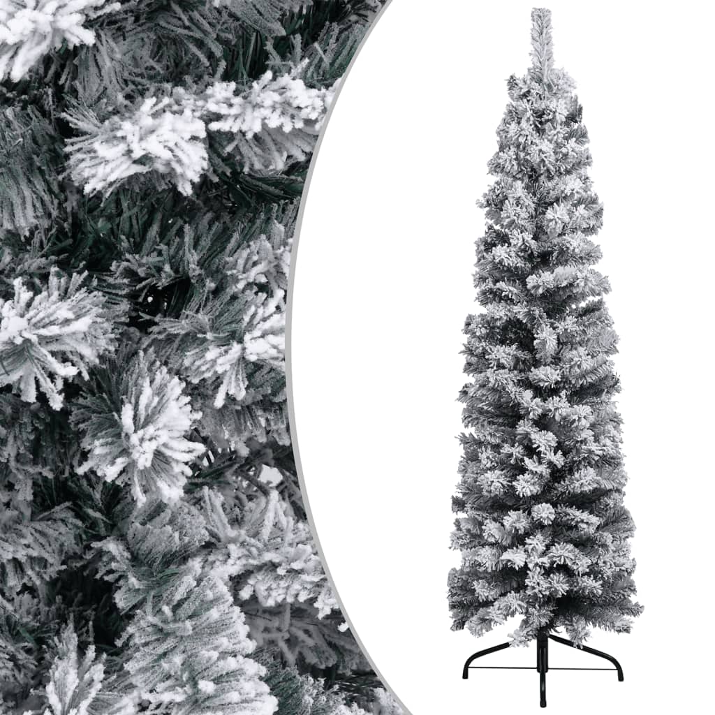 Künstlicher Weihnachtsbaum Schlank mit LEDs & Kugeln Grün 240cm