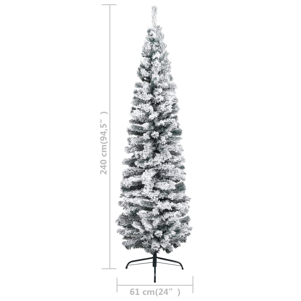 Künstlicher Weihnachtsbaum Schlank mit LEDs & Kugeln Grün 240cm