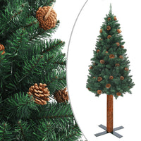 Thumbnail for Weihnachtsbaum Schlank mit LEDs & Kugeln Grün 210 cm