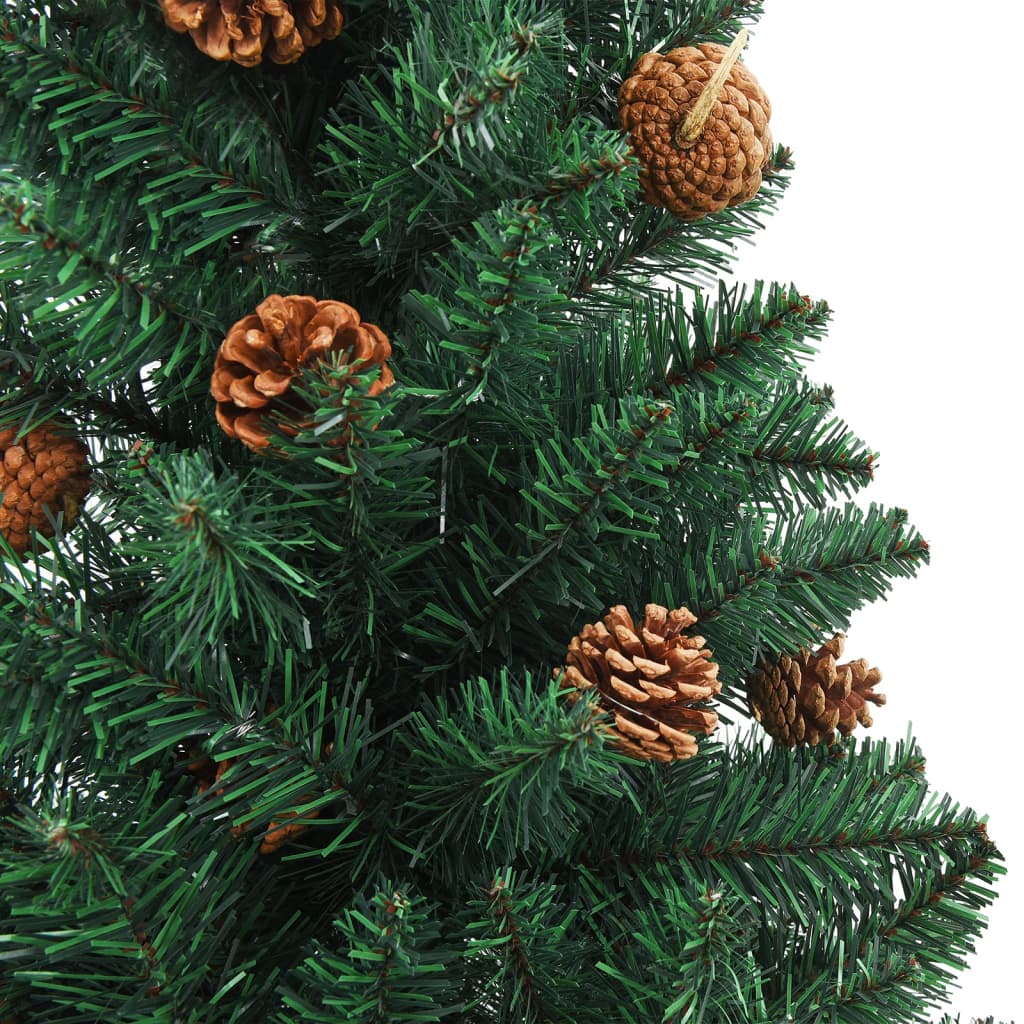 Weihnachtsbaum Schlank mit LEDs & Kugeln Grün 210 cm