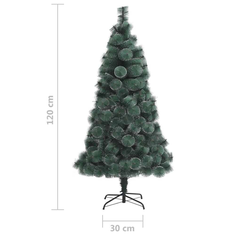 Künstlicher Weihnachtsbaum LEDs & Kugeln Grün 120 cm PVC & PE