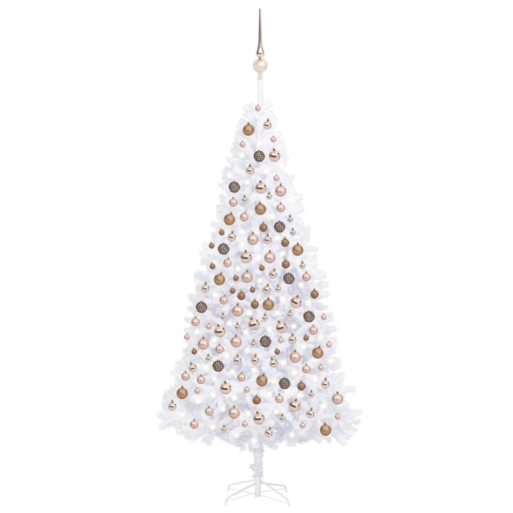 Künstlicher Weihnachtsbaum mit LEDs & Kugeln 300 cm Weiß