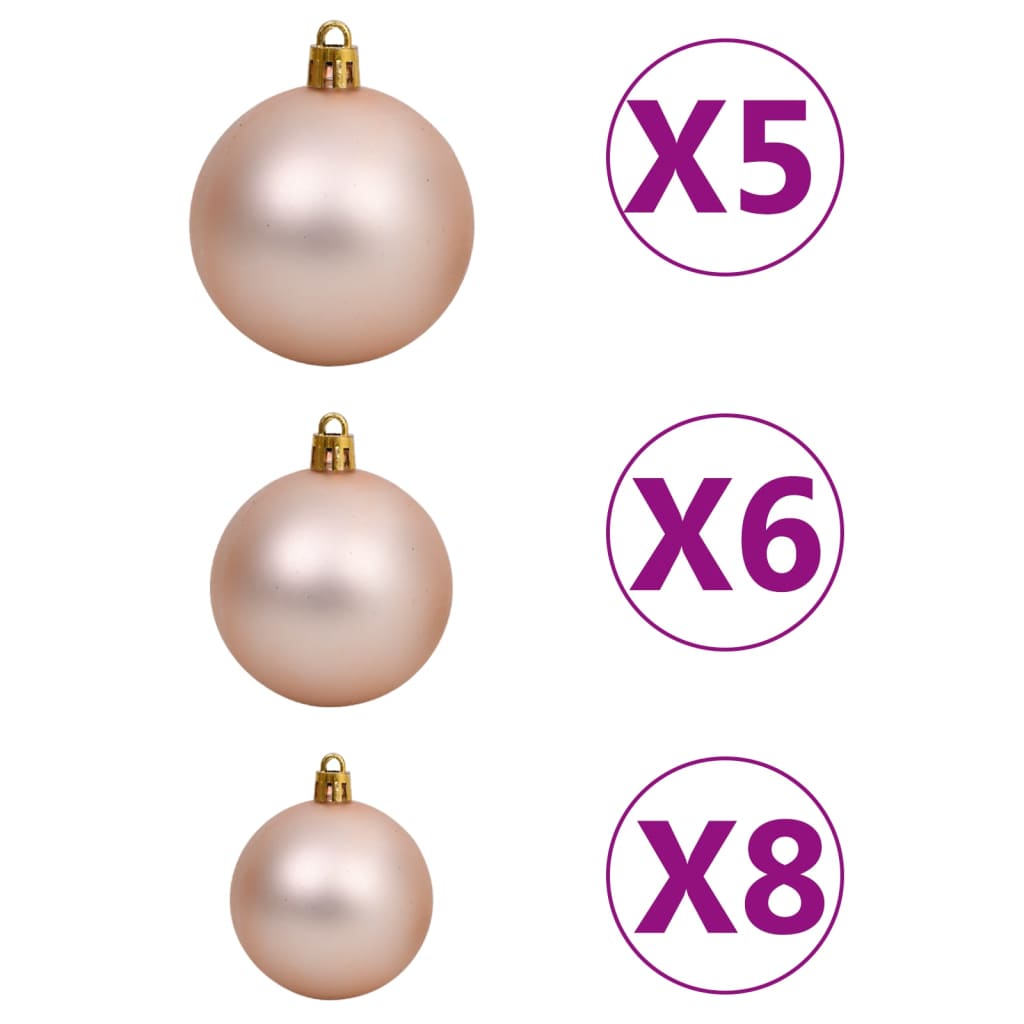 Weihnachtsbaum Schlank mit LEDs & Kugeln Grün 150 cm PVC
