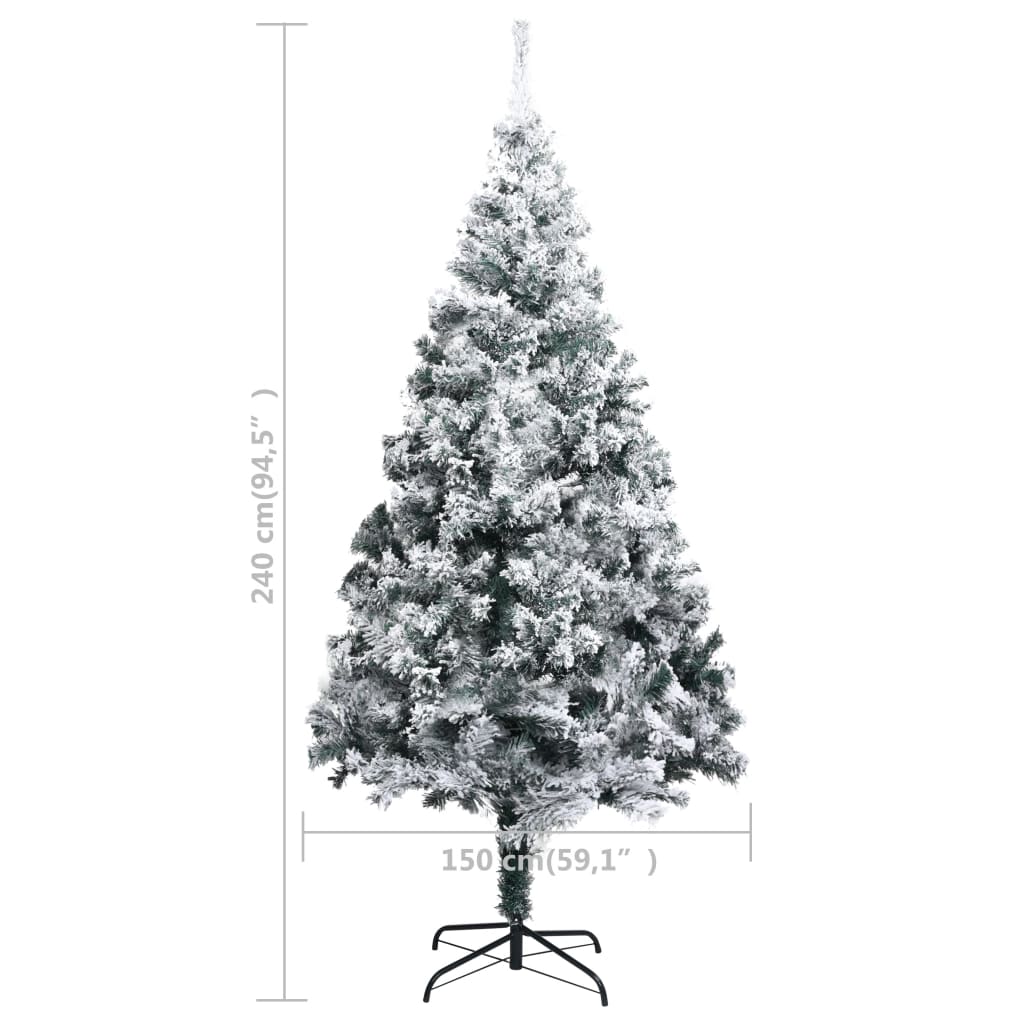 Künstlicher Weihnachtsbaum mit LEDs & Kugeln Grün 240 cm PVC