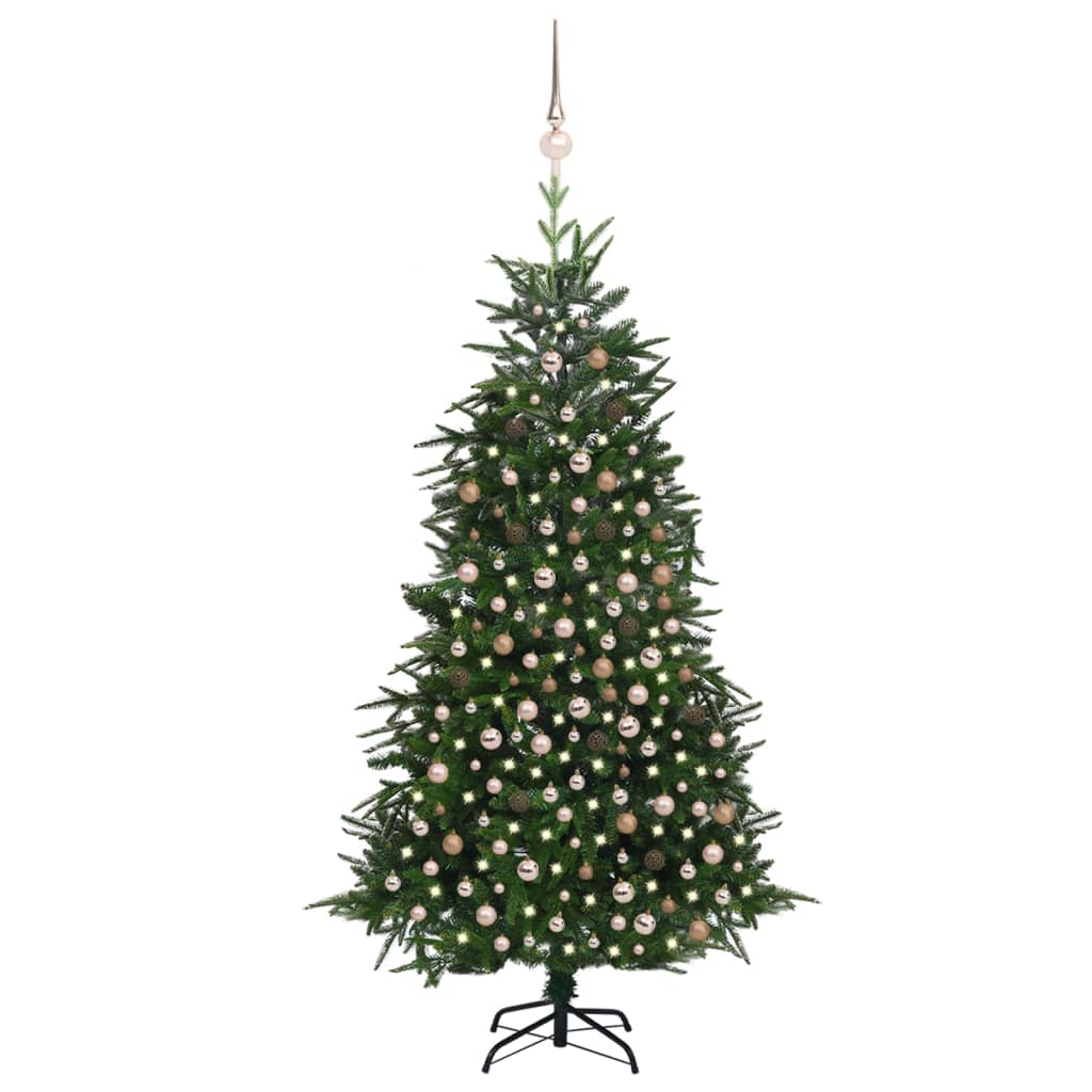 Künstlicher Weihnachtsbaum mit LEDs & Kugeln Grün 240 cm PVC PE